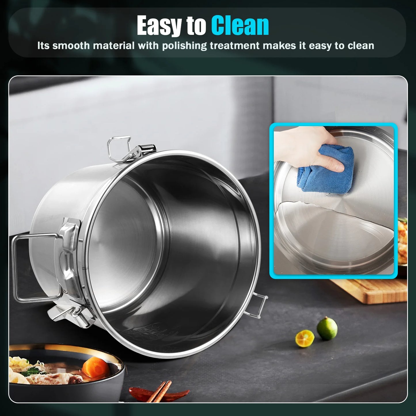 12L Stainless Steel Airtight Storage Bucket — German Crafted, Built to Last