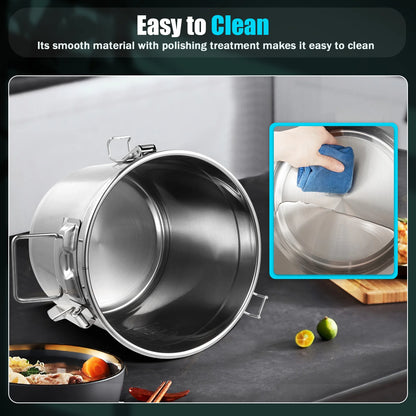 12L Stainless Steel Airtight Storage Bucket — German Crafted, Built to Last