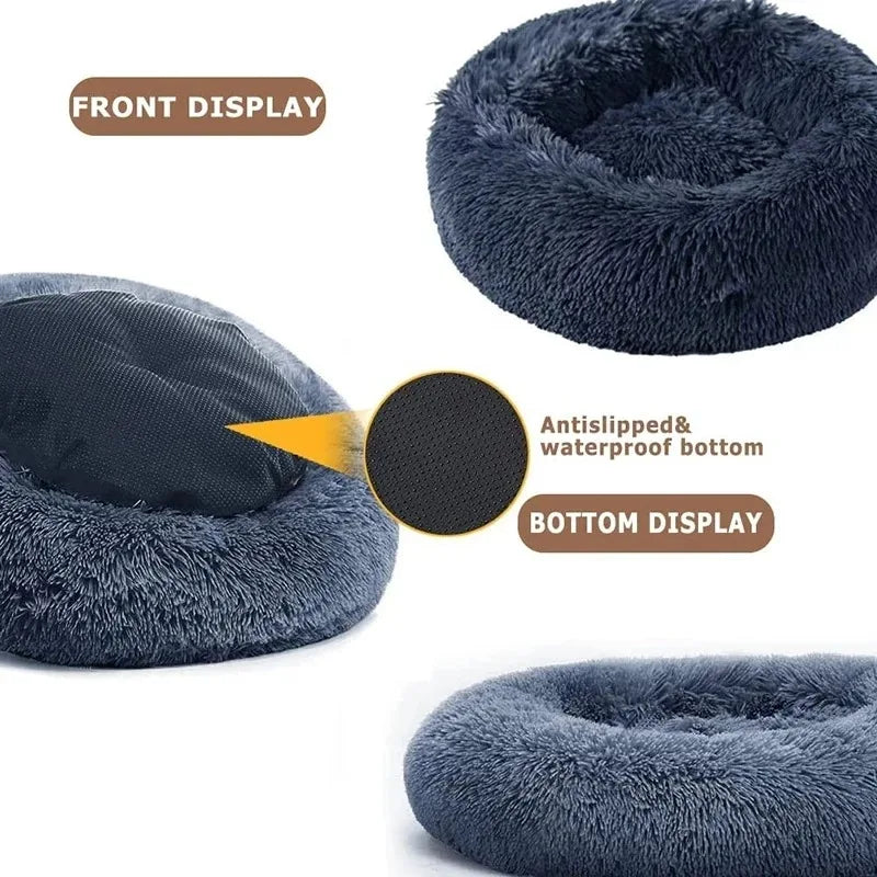Plush Round Pet Bed – Washable Dog & Cat Basket (40–90cm, 21 Colors)