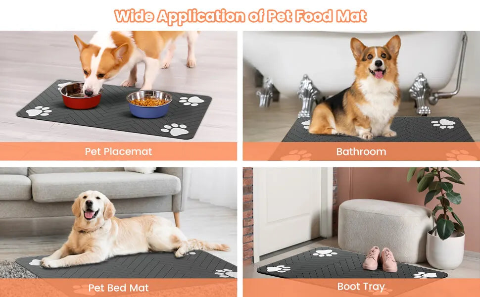 Absorbent Pet Feeding Mat | Waterproof Placemat for Dog & Cat Food Bowls