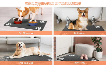Absorbent Pet Feeding Mat | Waterproof Placemat for Dog & Cat Food Bowls