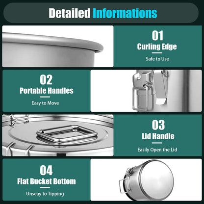 12L Stainless Steel Airtight Storage Bucket — German Crafted, Built to Last
