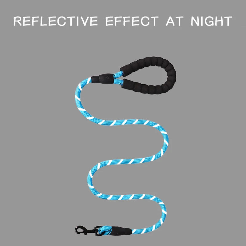 Reflective Dog Leash with Padded Foam Grip | 0.8cm–1.2cm Rope | 120–300cm