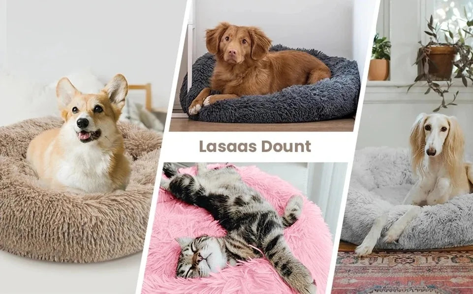 Plush Round Pet Bed – Washable Dog & Cat Basket (40–90cm, 21 Colors)