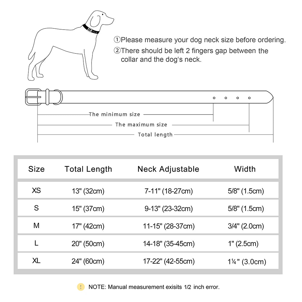Personalized PU Leather Dog Collar – Custom Name Engraved, Soft Padded | XS–XL
