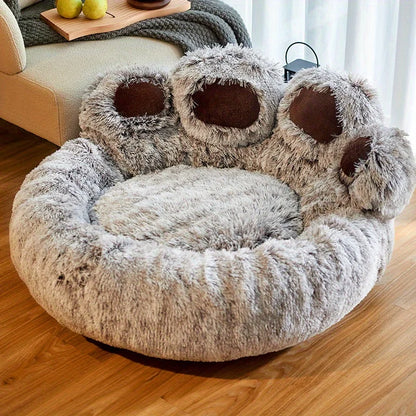 Cozy Bear Paw Pet Bed – Soft Fluffy Sofa Cushion for Dogs & Cats