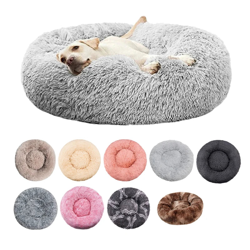 Plush Round Pet Bed – Washable Dog & Cat Basket (40–90cm, 21 Colors)