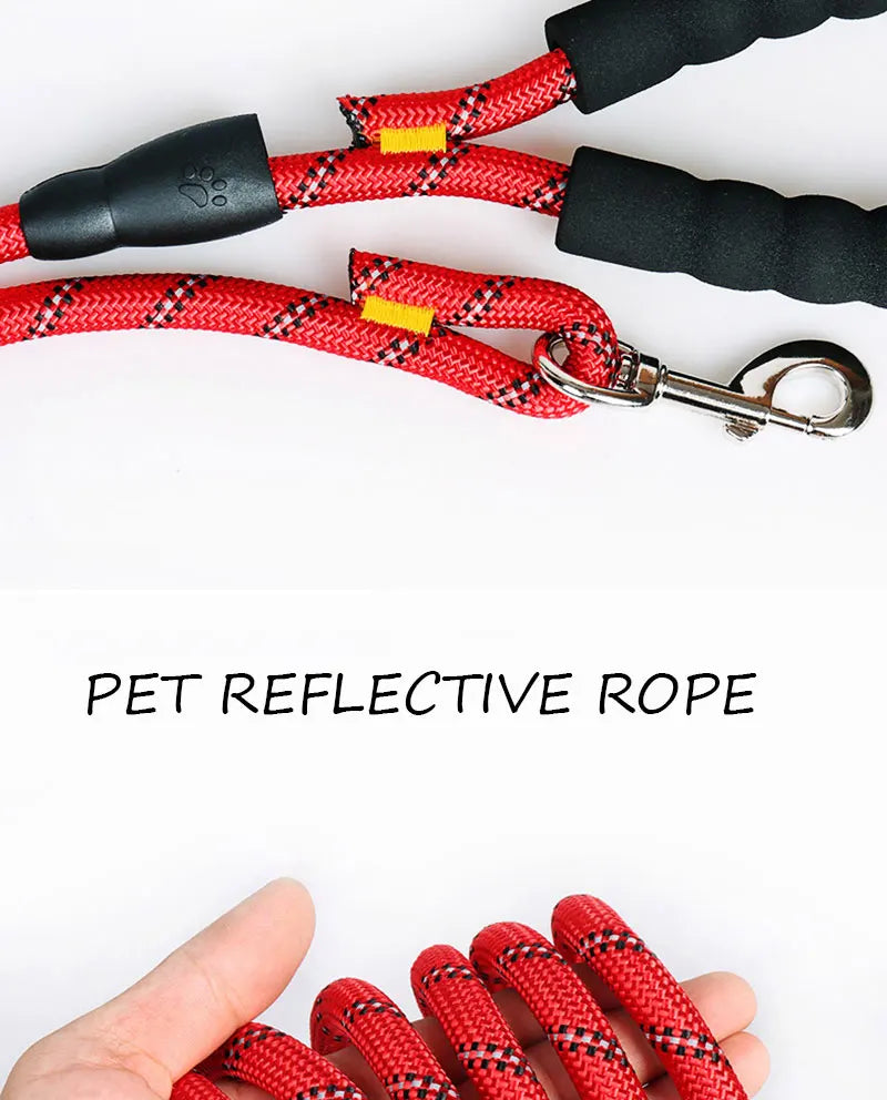 Reflective Dog Leash with Padded Foam Grip | 0.8cm–1.2cm Rope | 120–300cm
