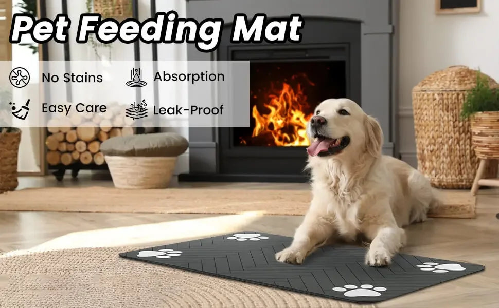 Absorbent Pet Feeding Mat | Waterproof Placemat for Dog & Cat Food Bowls