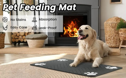 Absorbent Pet Feeding Mat | Waterproof Placemat for Dog & Cat Food Bowls