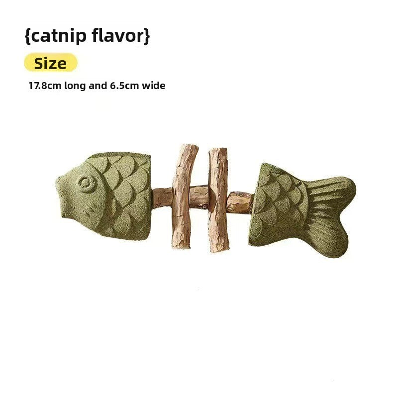 Natural Catnip Fish Bone Chew Toy | Dental Cleaning & Cat Enrichment