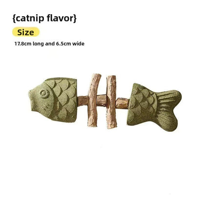 Natural Catnip Fish Bone Chew Toy | Dental Cleaning & Cat Enrichment