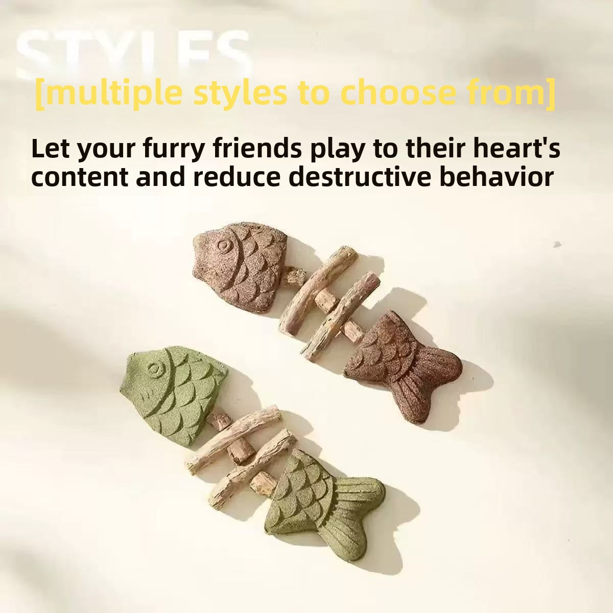 Natural Catnip Fish Bone Chew Toy | Dental Cleaning & Cat Enrichment