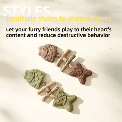 Natural Catnip Fish Bone Chew Toy | Dental Cleaning & Cat Enrichment