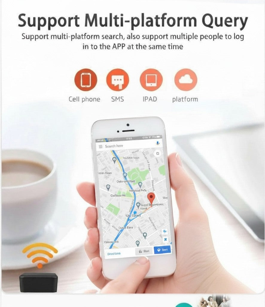 Tailwag Factory 4G GPS tracker showing real-time location tracking on a smartphone app interface