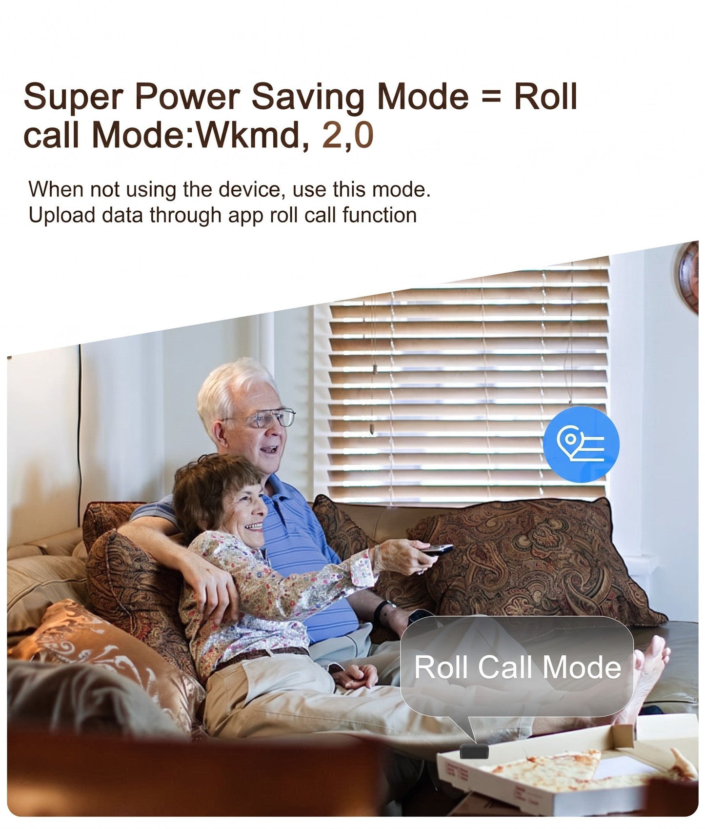 Tailwag Factory 4G GPS tracker in power saving roll call mode for monitoring elderly family members at home