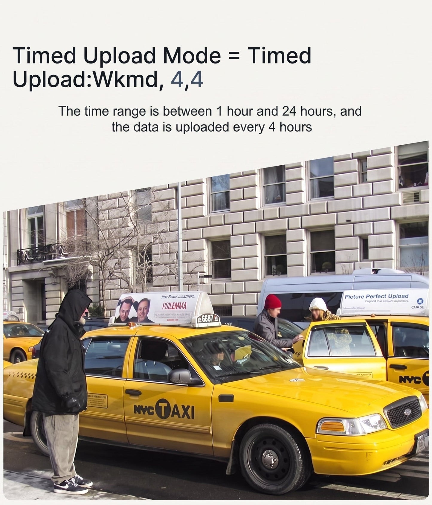 Tailwag Factory 4G GPS tracker showing timed upload mode settings for real-time pet location tracking