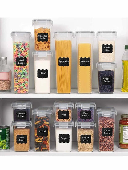 Tailwag Factory 24-piece airtight food storage container set with chalkboard labels for organized kitchen pantry storage