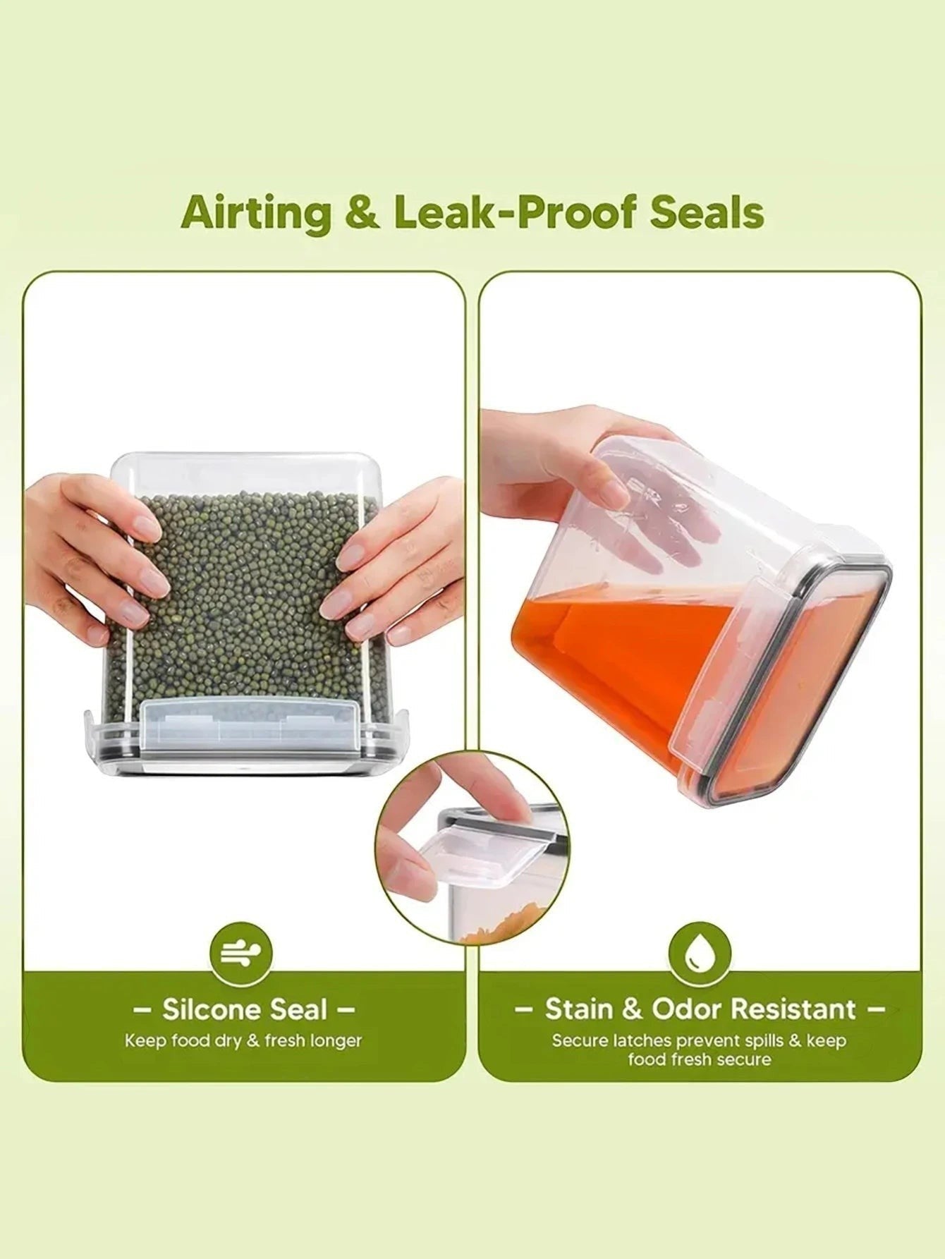 Tailwag Factory airtight food storage containers with silicone seals and secure locking latches for kitchen organization