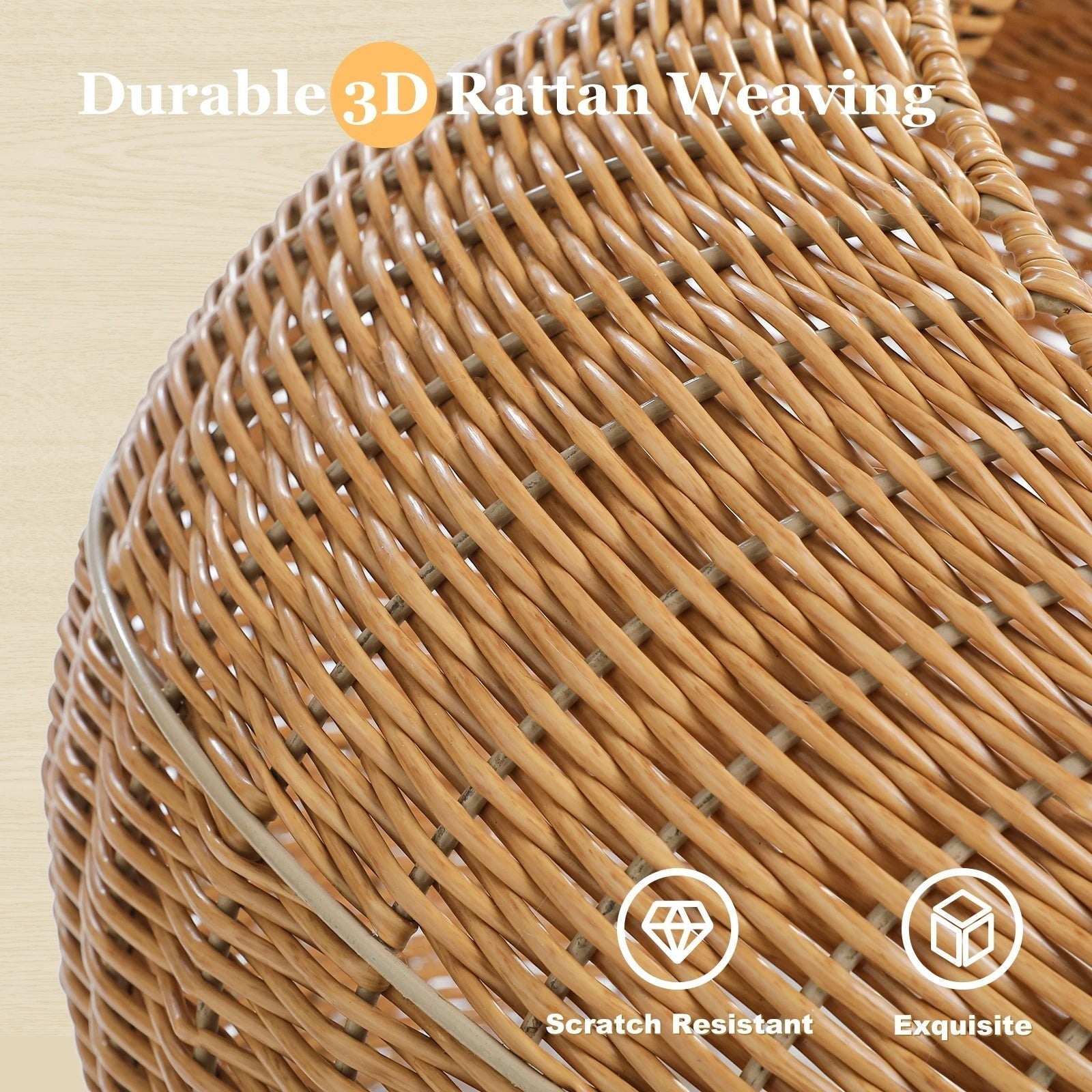 Tailwag Factory dinosaur cat tree featuring durable 3D rattan weaving with a scratch-resistant beige finish