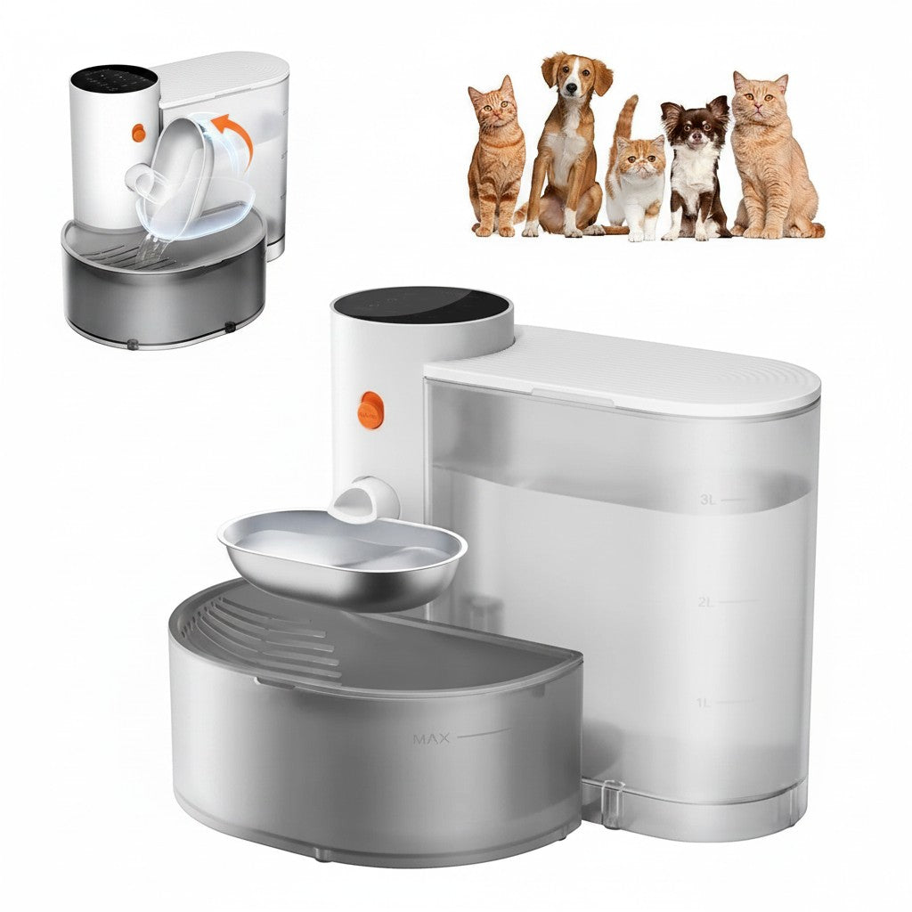 Tailwag Factory Petgravity smart WiFi stainless steel pet water fountain with 3L tank and LCD display for cats and dogs