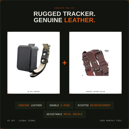 4G GPS Tracker + Genuine Leather Collar Bundle – Track, Style & Protect Your Dog
